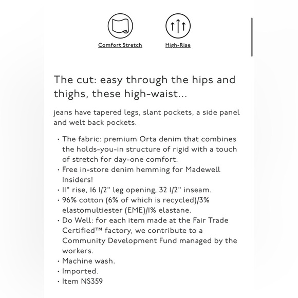 Madewell Tapered Denim Trousers Size 28 New With Tags - Picture 2 of 14